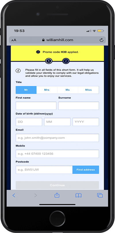William Hill promo code
